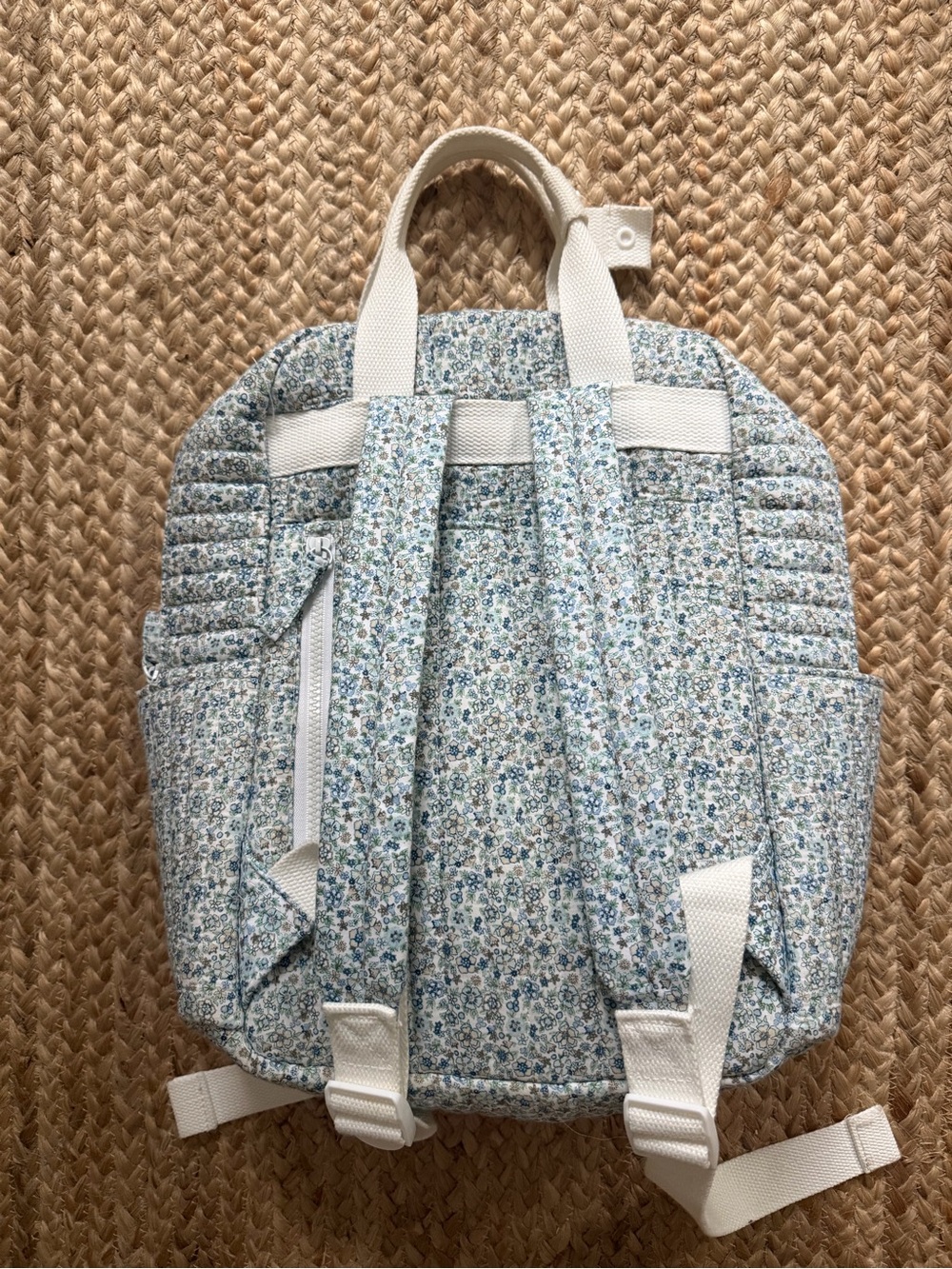 Minnow Floral Quilted Kids Backpack in Light Blue - Picture 2 of 5